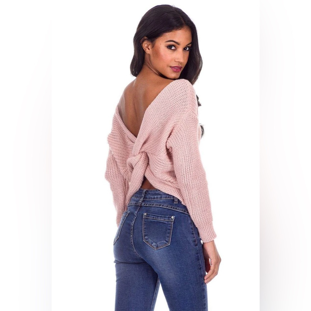 Love Tree Color Block Cozy V-Neck Criss Cross Sweater